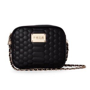 Bebe Honey Quilted Camera Medium Crossbody Black